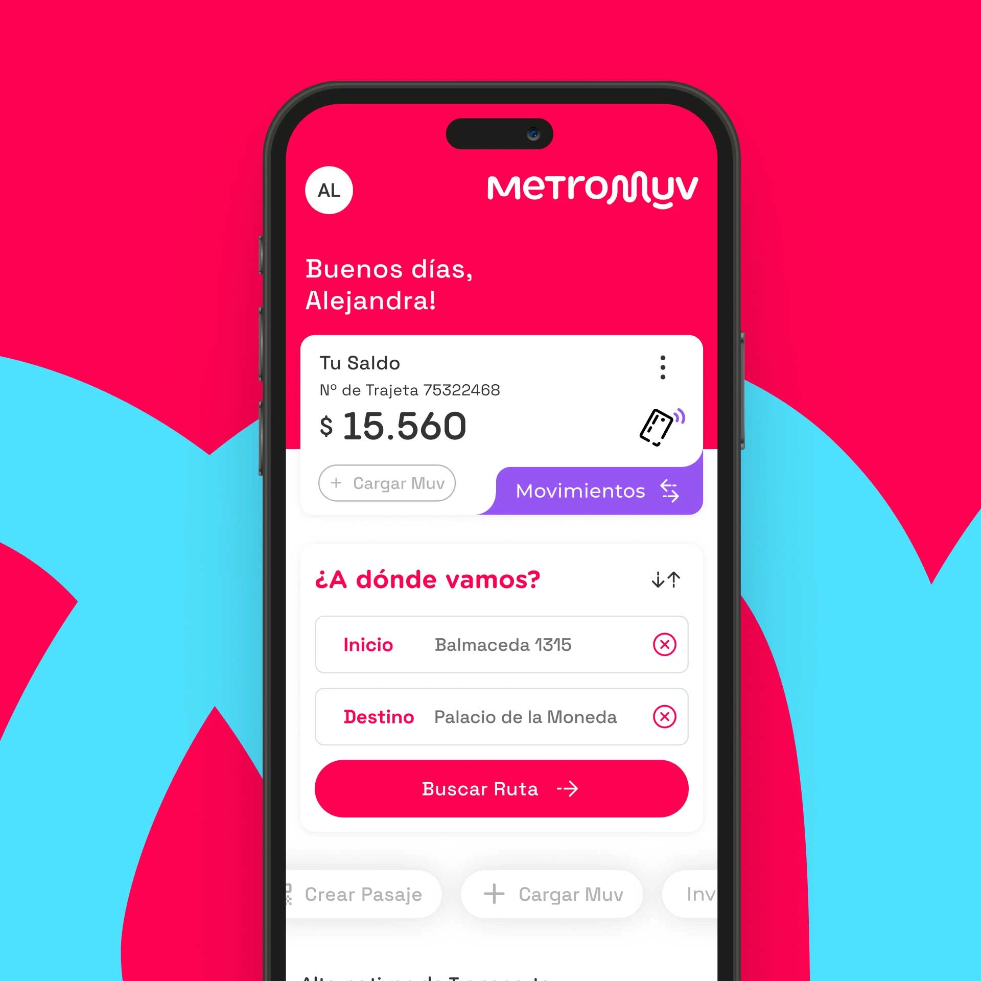 MetroMuv app screen showing Metromuv's mobile app